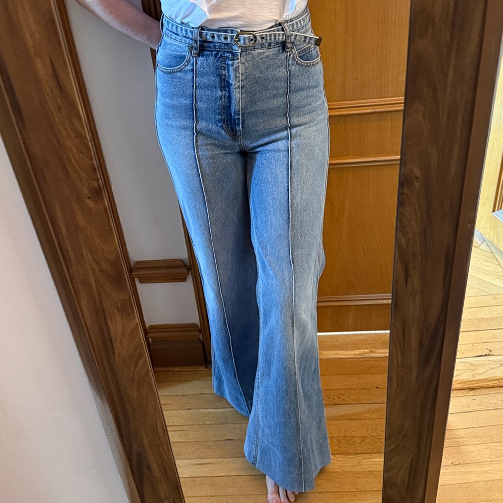 Zimmermann High-Waist Panel Flare Jeans size 29 with Belt